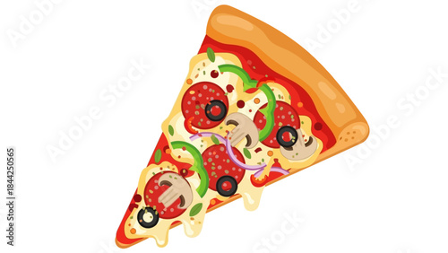 Deliciously Crafted Single Slice of Classic Italian Pizza with Melting Cheese and Assorted Toppings