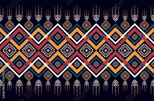 Geometric ethnic Navajo seamless abstract pattern. Native American ethnic repeat vector illustration. For background , wallpaper, clothing, decorative, textile, texture, ornament, wrapping, batik