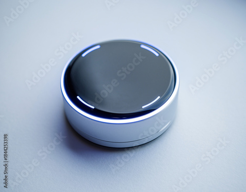 Close up of a shiny silver metal round object like a coin, cup, or ring with glossy light reflections and an empty center for a web icon design