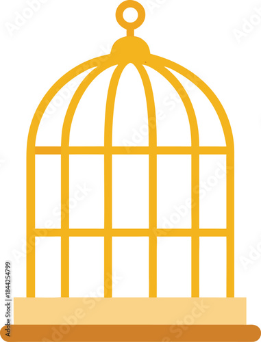 Wallpaper Mural A simple illustration depicts a classic empty golden birdcage with a base high quality Torontodigital.ca