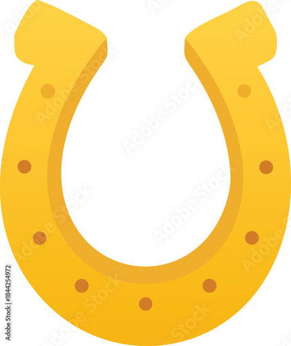 A simple illustration depicts a golden horseshoe with visible nail holes bright and