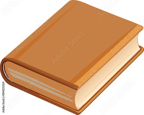 A closed hardcover book with a brown cover and slightly visible pages high quality
