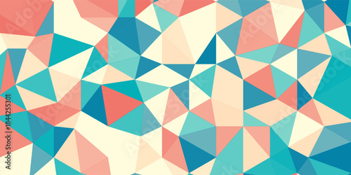 Abstract vector design seamless geometric triangle pattern with colorful retro style. A vibrant and dynamic composition of overlapping triangles. Retro polygon abstract geometric background.