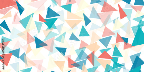 Abstract vector design seamless geometric triangle pattern with colorful retro style. A vibrant and dynamic composition of overlapping triangles. Retro polygon abstract geometric background.
