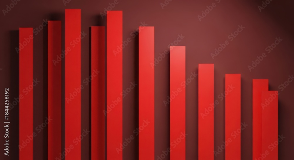 Fototapeta premium Red bars decreasing in height against dark background