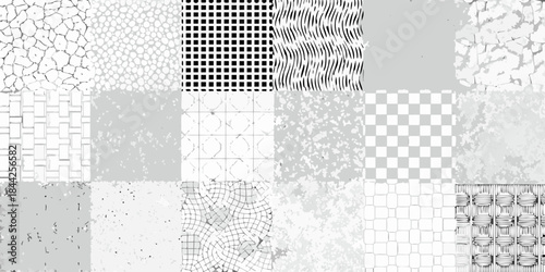A collection of diverse monochrome textures arranged in a grid pattern