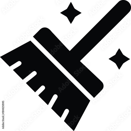 cleaning brush icon silhouette vector on transparent background