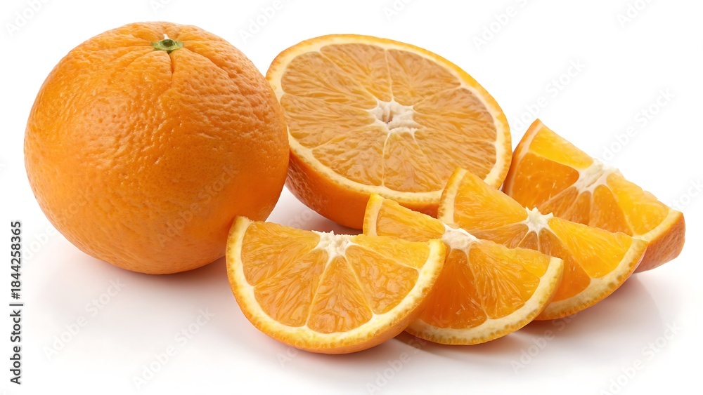 Fototapeta premium Vibrant orange slice isolated on white,Vibrant orange slice isolated on white