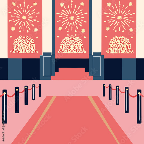 red carpet with columns