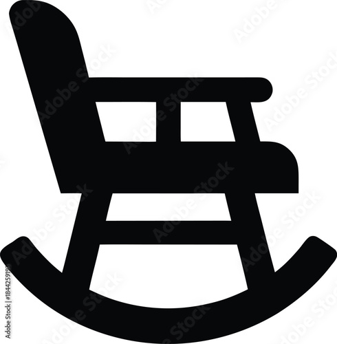 rocking chair icon silhouette vector on transparent background