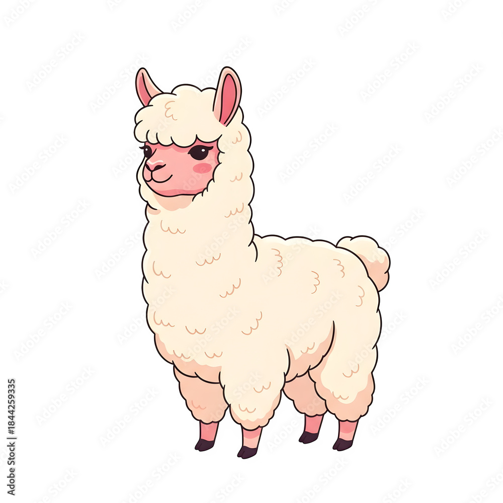 Obraz premium White alpaca isolated on transparent background