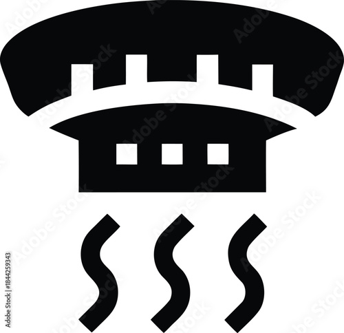 smoke detector icon silhouette vector on transparent background