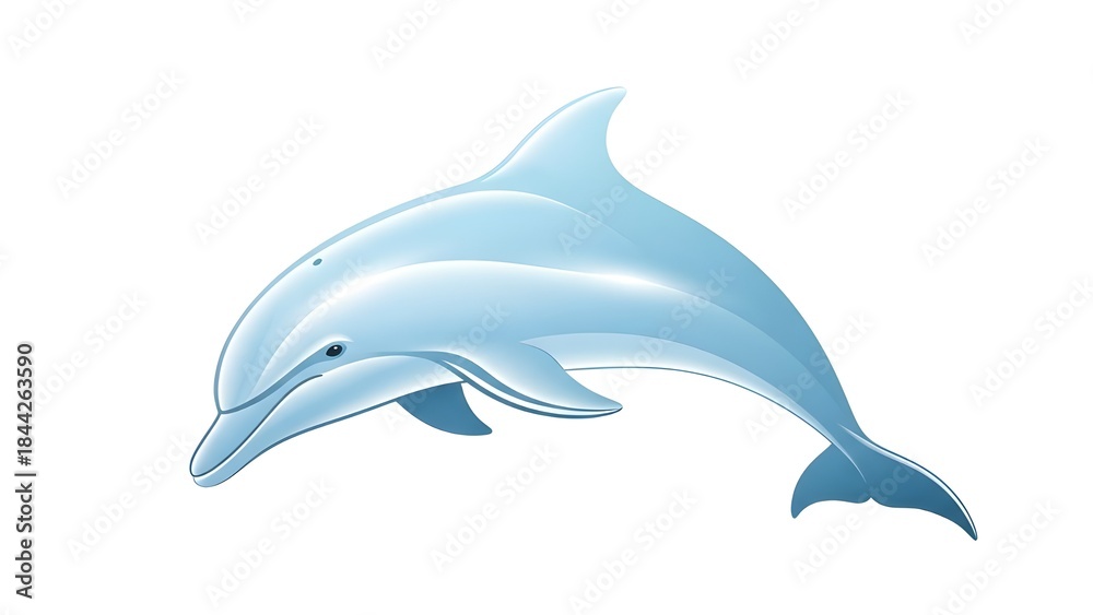 Fototapeta premium Isolated blue dolphin vector illustration graphic element on white background.