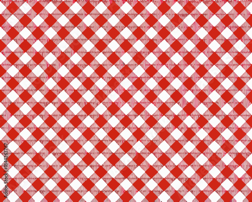 A vibrant red and white checkered pattern fills the entire frame