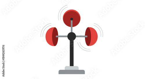 Illustration of rotating cup anemometer used for measuring wind speed in climatology