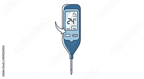 Digital Thermometer Illustration Displaying Temperature Reading in Celsius for Scientific Purposes