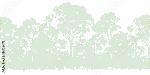 A simple illustration of silhouetted trees against a pale green background