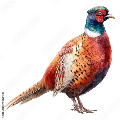 A watercolor painting of Pheasant, vector illustration on white background.