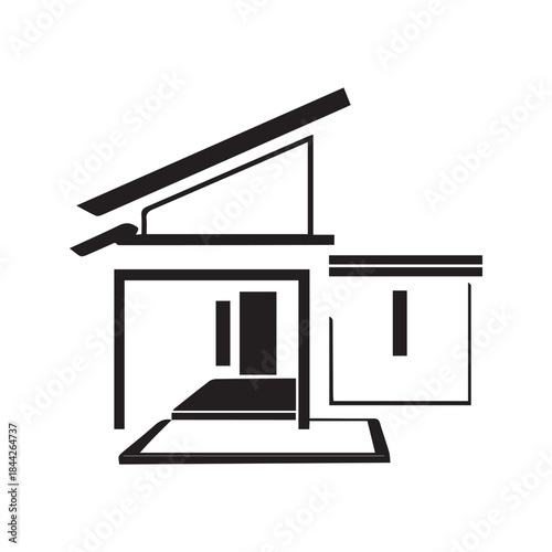 Modern House Outline Icon Vector for Architecture and Real Estate Design
