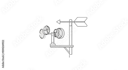 Stylized weathervane icon illustration featuring wind speed sensor and direction arrow with
