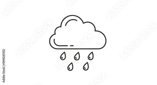 Stylized vector illustration of a rain cloud weather icon in black outline