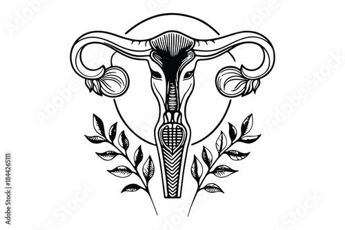 Female health uterus one line art minimalist medical symbol