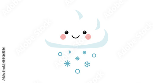 Cheerful cloud with snowflakes an illustrative depiction of winter's frosty weather smiling face