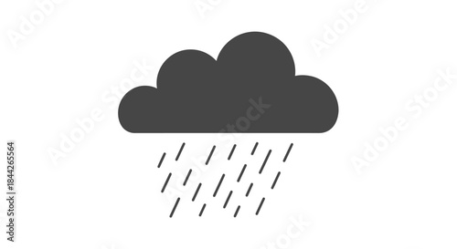 Iconic representation of a rainy weather condition with stylized cloud shape and raindrops
