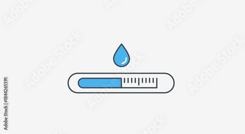 Minimalist illustration depicting a humidity level indicator with blue water droplet above