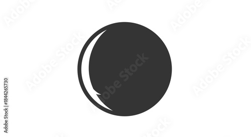 Abstract dark sphere with a bright crescent detail, creating a celestial or futuristic feel that