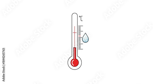 Visual representation depicting climate conditions using a thermometer and water droplet