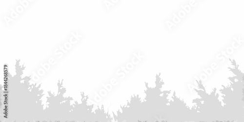 Silhouetted evergreen trees against a bright almost entirely white background