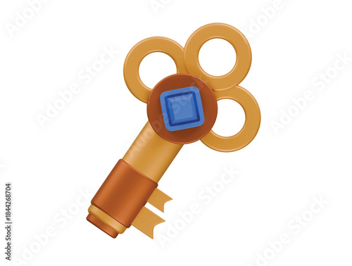 antique keys icon 3d illustration render
