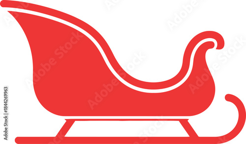 Red santa sleigh icon silhouette for christmas holiday season celebration
