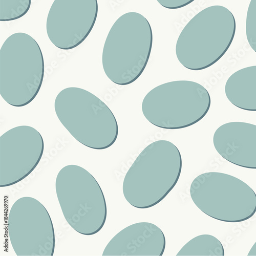 A simple pattern of scattered rounded teal shapes on a white background