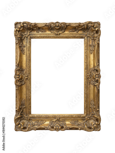 Various empty frames on a transparent background showcasing different designs and styles for art display