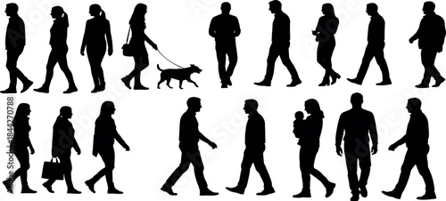  Silhouettes of people for digital model of architecture and urbanism Vector illustration.