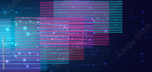 Futuristic horizontal lines glowing speed movement background.