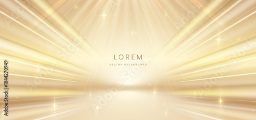 Abstract luxury gold ray on gold background. with gold lighting effect sparkle. Frame for product design.
