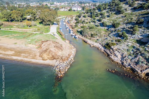 Fototapeta Naklejka Na Ścianę i Meble -  The Ahmetbeyli Beach in Izmir District of Turkey