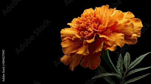 Orange Marigold on Black