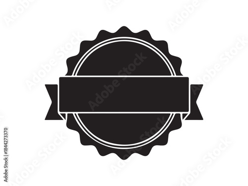 Classic round label with a wavy border and a central banner ideal for vintage product branding and promotional designs