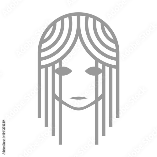Line Art illustration of Women Face in Grey Color