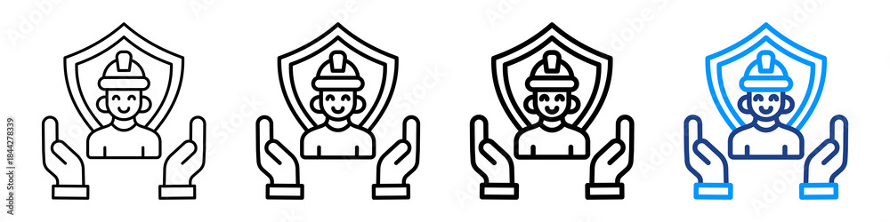 Fototapeta premium Safety Measures Icon Different Style Outline Collection Set.