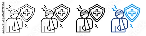 Injury Icon Different Style Outline Collection Set.