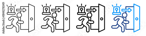 Emergency Evacuation Icon Different Style Outline Collection Set.