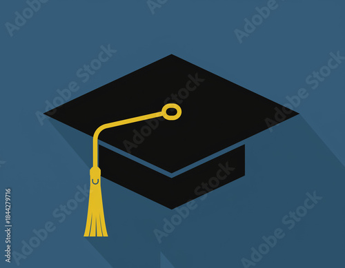 Graduation cap and diploma vector illustration for academic success and college degree celebration