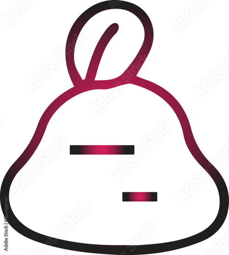 A simple outline of a red beetroot with a dark exterior and two leaf stems on transparent background high-quality professional