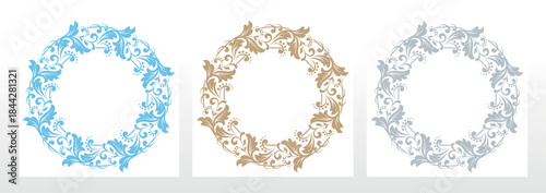 Set of decorative frames Elegant vector element for design in Eastern style, place for text. Floral colored e borders. Lace illustration for invitations and greeting cards