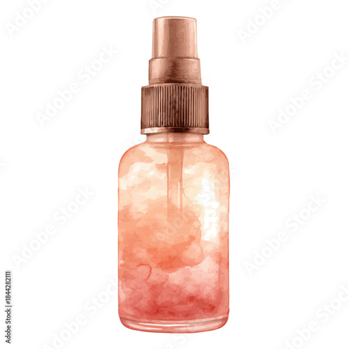 Watercolor painting of Skin Toner, vector illustration, isolated on white background.